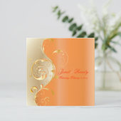 PixDezines Filigree+swarls/金ゴールド+orange/diyイベント 招待状 (スタンド正面)