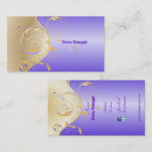 PixDezines filigree+swirls/王室のpurple 名刺 (正面/裏面)