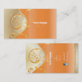 PixDezines Filigree+swirls/金ゴールド+orange/DIY 名刺 (正面/裏面)