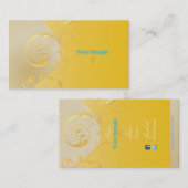 PixDezines Filigree+swirls/金ゴールド+yellow/DIY 名刺 (正面/裏面)