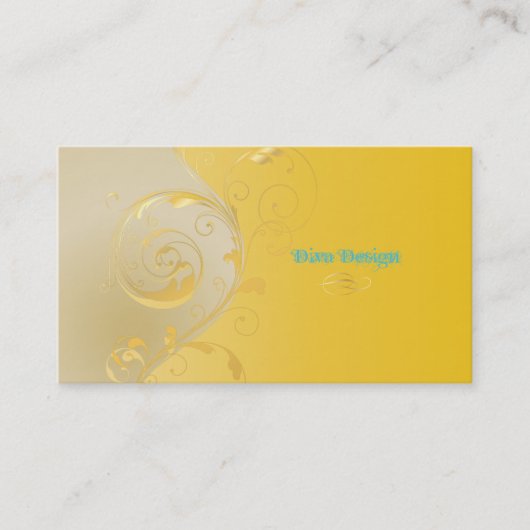 PixDezines Filigree+swirls/金ゴールド+yellow/DIY 名刺 (正面)