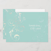 PixDezines filigree swirls/diyカラー、青 招待状 (正面/裏面)