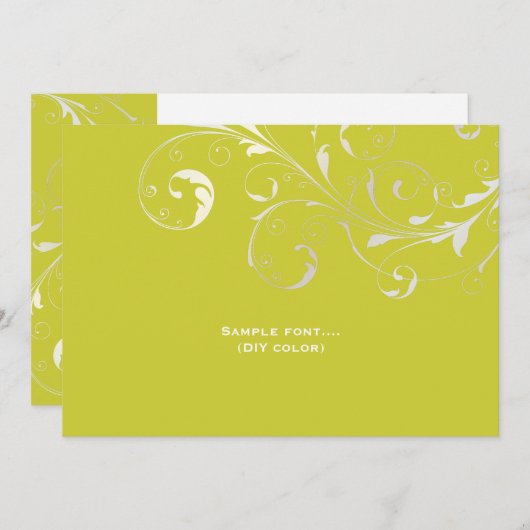 PixDezines filigree swirls/diy colors, chartreuse 招待状 (正面/裏面)