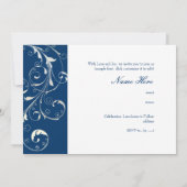 PixDezines filigree swirls/diy colors, navy 招待状 (裏面)