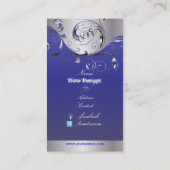 PixDezines Filigree+swirls/silver+cobalt blue 名刺 (裏面)