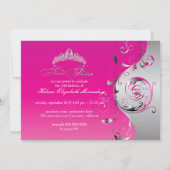 PixDezines Filigree+swirls/silver+hot pink 招待状 (裏面)