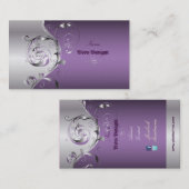 PixDezines Filigree+swirls/silver+lavender blue 名刺 (正面/裏面)