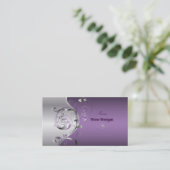 PixDezines Filigree+swirls/silver+lavender blue 名刺 (スタンド正面)