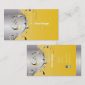 PixDezines Filigree+swirls/silver+lemon zest 名刺 (正面/裏面)