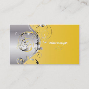 PixDezines Filigree+swirls/silver+lemon zest 名刺