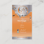 PixDezines Filigree+swirls/silver+tangerine tango 名刺 (裏面)