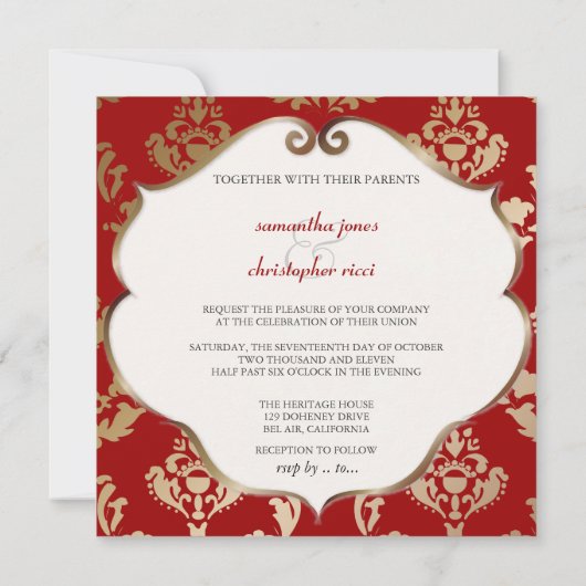 PixDezines Firenzeダマスク 招待状 (裏面)