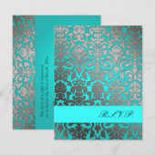 PixDezines Flora ダマスク, 5x7 招待状のRSVP 出欠カード (正面/裏面)