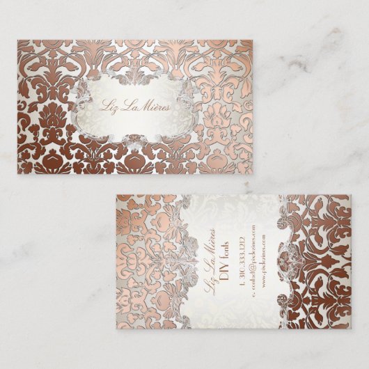 PixDezines flora damask/フェイク銅 名刺 (正面/裏面)