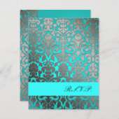 PixDezines Flora Damask、5x7招待状用RSVP 出欠カード (正面/裏面)