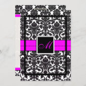 PixDezines Flora Damask/DIYカラー/ネオンピンク 招待状 (正面/裏面)