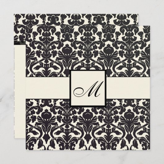 PixDezines Flora Damask/DIY背景色 招待状 (正面/裏面)