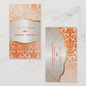 PixDezines flora damask/orange 名刺 (正面/裏面)