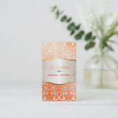 PixDezines flora damask/orange 名刺 (スタンド正面)