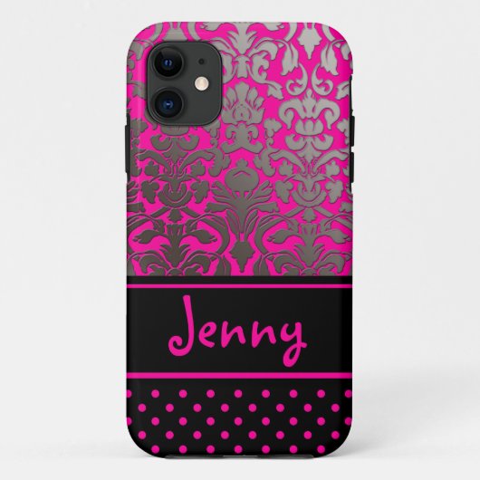 PixDezines Flora Damask/Pink+Black/DIYカラー Case-Mate iPhoneケース (裏面)