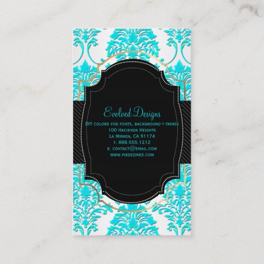 PixDezines florentius damask/aqua 名刺 (裏面)