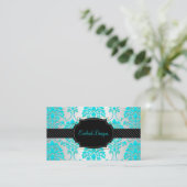 PixDezines florentius damask/aqua 名刺 (スタンド正面)