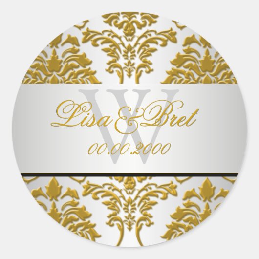 PixDezines florentius damask/metallic ラウンドシール (正面)