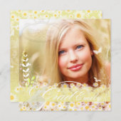 PixDezines Flower Power Sarition、モダンデイジー 招待状 (正面/裏面)