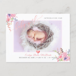 PixDezines Flowers+Baby Girl、フォイルフェイクスクリプト 案内ポストカード