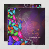 PixDezines Fluttering By/Neonカラー/plum 招待状 (正面/裏面)