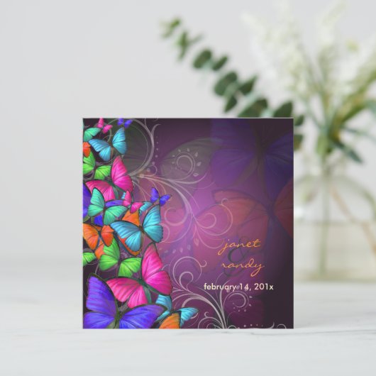 PixDezines Fluttering By/Neonカラー/plum 招待状 (スタンド正面)
