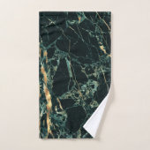 PixDezines FOREST GREEN MARBLE+FAUX GOLD VEINS バスタオルセット (ハンドタオル)