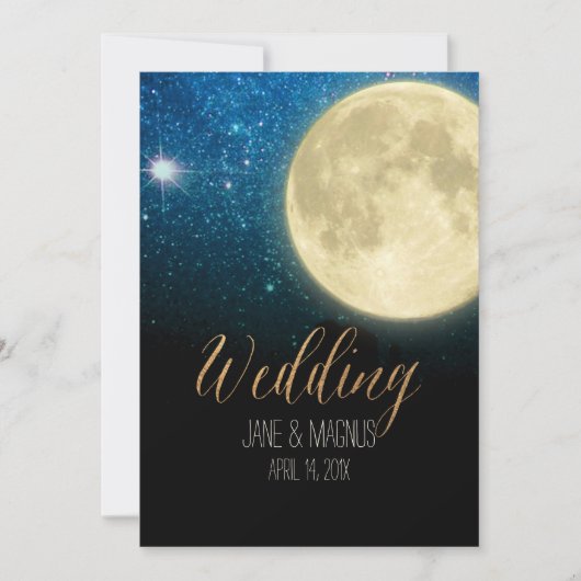 PixDezines Full Moon Midnight Sky/Collage NASA 招待状 (正面)