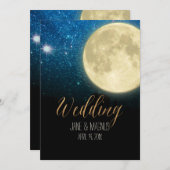 PixDezines Full Moon Midnight Sky/Collage NASA 招待状 (正面/裏面)