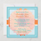 PixDezines Gerbera、オレンジ/ディービーバックグラウンドカラー 招待状 (裏面)