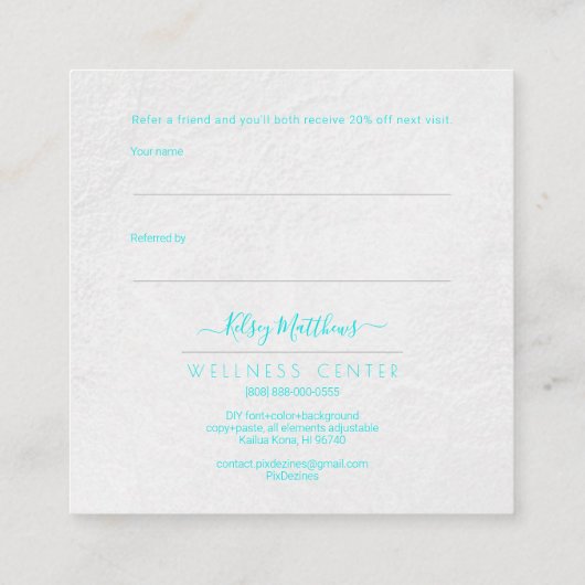 PixDezines Glam共有ザラブプラチナ+アクア スクエア名刺 (裏面)