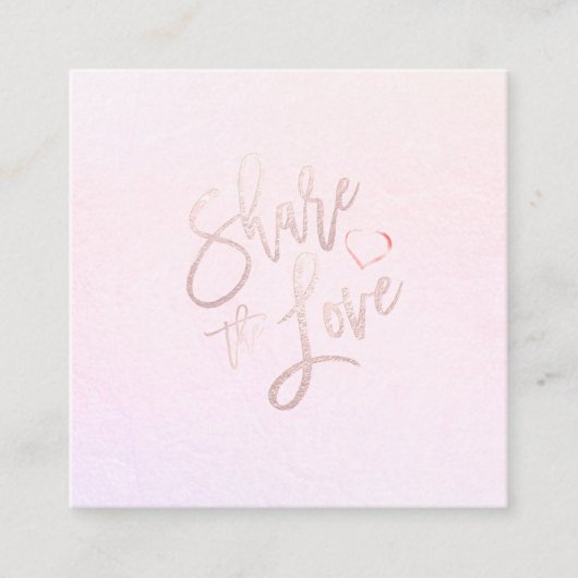 PixDezines Glam共有ザラブ赤面ピンクハート スクエア名刺 (正面)