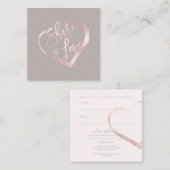 PixDezines Glam共有ザラブ赤面ピンクハート スクエア名刺 (正面/裏面)