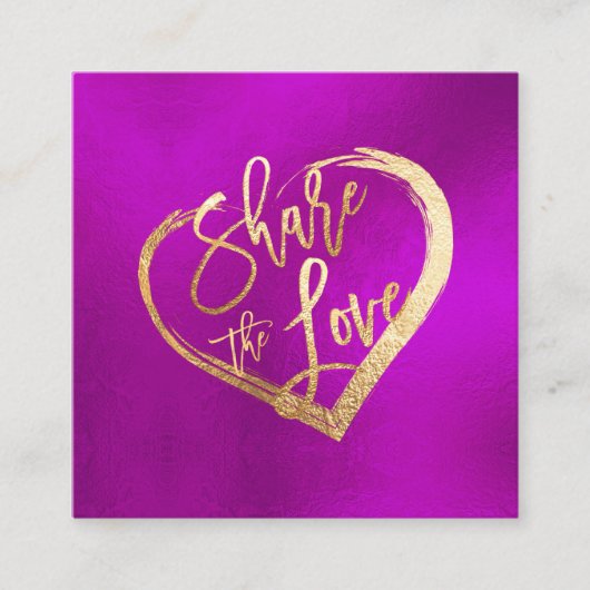 PixDezines Glam共有ザラヴフェイク金ゴールドマゼンタ スクエア名刺 (正面)