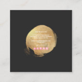 PixDezines Glam Monogram ブラック+ゴールドスポット スクエア名刺 (裏面)