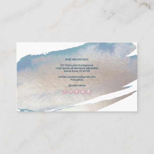 PixDezines Glam Platinum+海ブルー 名刺 (裏面)