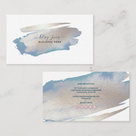 PixDezines Glam Platinum+海ブルー 名刺 (正面/裏面)