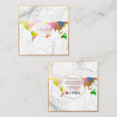 PixDezines GOINGグローバルモノグラム/フェイク金ゴールド スクエア名刺 (正面/裏面)