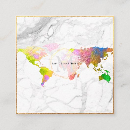 PixDezines GOINGグローバルモノグラム/フェイク金ゴールド スクエア名刺 (正面)