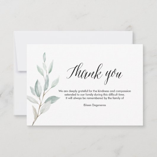 PixDezines Greenery死別ありがとうございます 招待状 (正面)