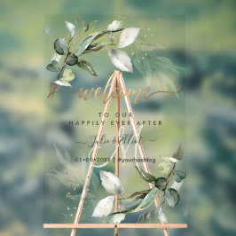 PixDezines Greenery Gum素朴 Eucalyptusへようこそ アクリルサイン