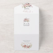 PixDezines H2ほこりっぽいバラ花 オールインワン招待状 (外側)