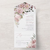 PixDezines H2ほこりっぽいバラ花 オールインワン招待状 (内側)