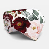 PixDezines H2ほこりっぽいピンクの赤面バーガンディ花 ネクタイ (ロール)