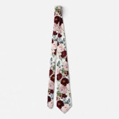 PixDezines H2ほこりっぽいピンクの赤面バーガンディ花 ネクタイ (裏面)